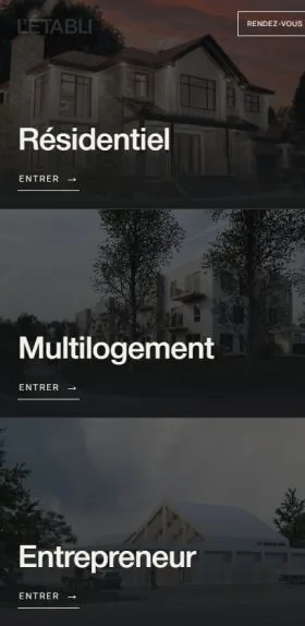 Le site de L'Établi Architecture sur téléphone