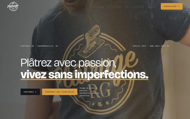 Le site de Plâtrage RG sur ordinateur