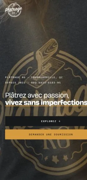Le site de Plâtrage RG sur téléphone