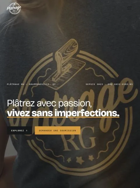 Le site de Plâtrage RG sur tablette