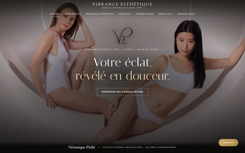 Le site de Vibrance Esthétique sur ordinateur