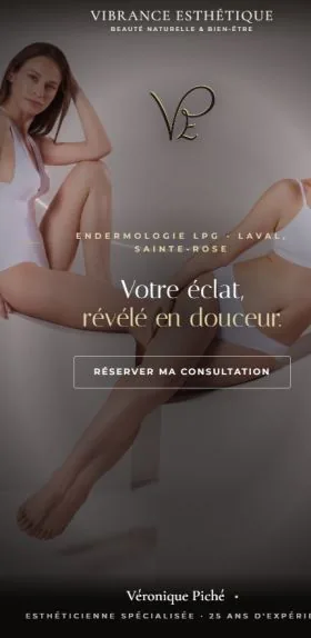 Le site de Vibrance Esthétique sur téléphone